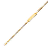 6" inch Cuban Kids ID Bracelet In 14K Two-Tone Gold