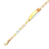 6" inch Fancy Kids Guadalupe Border ID Bracelet In 14K Tri-Color Gold