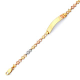 6" inch Fancy Kids Guadalupe Border ID Bracelet In 14K Tri-Color Gold