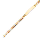 6" inch Fancy Kids ID Bracelet In 14K Tri-Color Gold