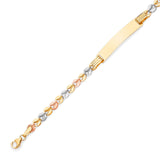 6" inch Fancy Kids ID Bracelet In 14K Tri-Color Gold