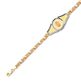 6 inch Mexican Kids Bracelet In 14K Tri-Color Gold