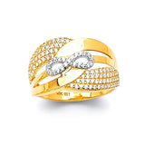 White CZ Infinity Fancy Ladies Ring in 14K Two-Tone Gold