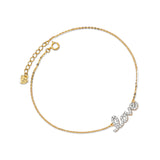 Adjustable 7"-8" White CZ Ladies Charm Bracelet In 14K Two-Tone Gold