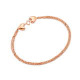 Adjustable 7"-8" Ladies Heart Charm Bracelet In 14K Rose Gold