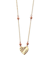 Adjustable 16.5"-18" Heart Charm Necklace in 14K Two-Tone Gold