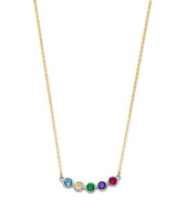 Adjustable 17"-18" Multi-Color CZ Charm Necklace in 14K Two-Tone Gold