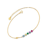 Adjustable 7"-8" Beaded Multi-Color CZ Ladies Charm Bracelet In 14K Two-Tone Gold