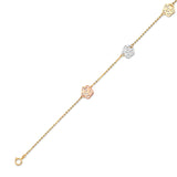 Adjustable 7"-8" Ladies Charm Bracelet In 14K Tri-Color Gold