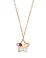 17'' Red & White CZ Star Charm Necklace in 14K Gold