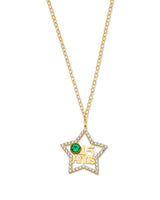 17'' Green & White CZ Star Charm Necklace in 14K Gold