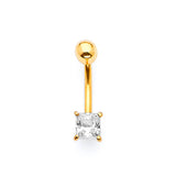 White CZ Belly Ring in 14K Gold