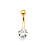 White CZ Belly Ring in 14K Gold