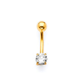 White CZ Belly Ring in 14K Gold