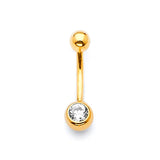 White CZ Belly Ring in 14K Gold