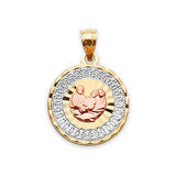 Baptism Kids Pendant in 14K Tri-Color Gold