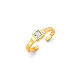 White CZ Toe Ring in 14K Gold