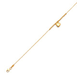 Adjustable 9"-10" Heart Charm Anklet in 14K Gold