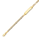 6" inch Figaro Kids ID Bracelet In 14K Two-Tone Gold