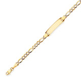 6" inch Figaro Kids ID Bracelet In 14K Two-Tone Gold