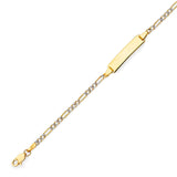 6" inch Figaro Kids ID Bracelet In 14K Two-Tone Gold