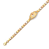 6 inch Mexican Kids Bracelet In 14K Tri-Color Gold