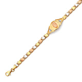 6 inch Mexican Kids Bracelet In 14K Tri-Color Gold