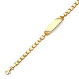 6 inch Mexican White CZ Kids Border ID Bracelet In 14K Gold