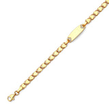 6 inch Mexican White CZ Kids Border ID Bracelet In 14K Gold