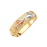 Dolphin Ladies Ring in 14K Tri-Color Gold