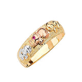 Red CZ Elephant Ladies Ring in 14K Tri-Color Gold