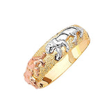 Lion Ladies Ring in 14K Tri-Color Gold