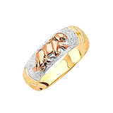 Lion Ladies Ring in 14K Tri-Color Gold