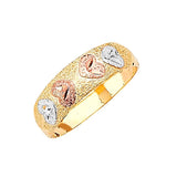 Heart Ladies Ring in 14K Tri-Color Gold