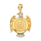 Eagle Mens Frame Pendant in 14K Two-Tone Gold