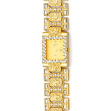 White CZ Square Shape Mens Watch in 14K Gold