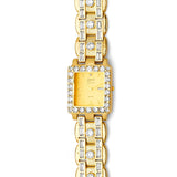 White CZ Square Shape Mens Watch in 14K Gold