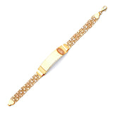 Mexican Ladies Guadalupe Border ID Bracelet In 14K Tri-Color Gold