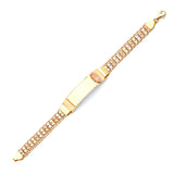 Mexican Ladies Guadalupe Border ID Bracelet In 14K Tri-Color Gold