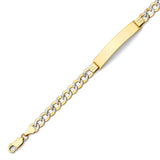 Cuban Unisex ID Bracelet In 14K Two-Tone Gold