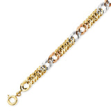 Fancy Ladies Ornate Bracelet In 14K Tri-Color Gold