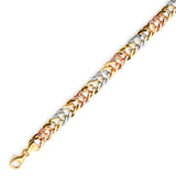 Fancy Ladies Ornate Bracelet In 14K Tri-Color Gold