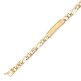 6" inch Figaro Kids Border ID Bracelet In 14K Gold