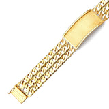 Cuban Mens Border ID Bracelet In 14K Gold