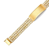 Cuban Mens Border ID Bracelet In 14K Gold