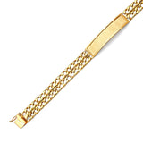 Cuban Mens Border ID Bracelet In 14K Gold