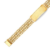 Cuban Mens Border ID Bracelet In 14K Gold