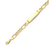 Figaro Mens ID Bracelet In 14K Gold