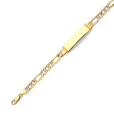 Figaro Mens ID Bracelet In 14K Two-Tone Gold