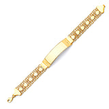 Mexican Ladies Heart Border ID Bracelet In 14K Gold